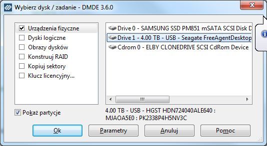 HGST HDN724040ALE640, tablica partycji HGST HDN724040ALE640, tablica partycji