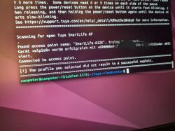 Computer screen showing a terminal with a message about an unsuccessful exploit attempt.
