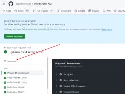 Screenshot of the Github interface with the Actions tab for the OpenBK7231T_App project with the Summary link highlighted.