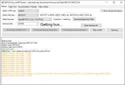 Screenshot of the BK7231 Easy UART Flasher program showing a firmware download attempt with error messages.