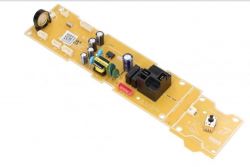 Płytka drukowana z komponentami elektronicznymi na złotym tle.