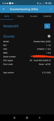 Hulajnoga Ninebot g30p: Jak przywrócić ustawienia po zmianie regionu na DE Audi Eks (g30dII)?