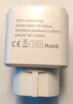 EU Wi-Fi Smart Plug White Wi-Fi smart plug with technical specifications.