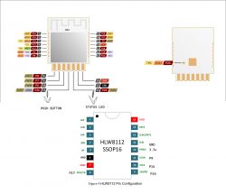 Pin diagram of an electronic module with labels.