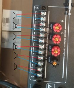 Podłączenie 6 głośników sufitowych z dodatkowymi przewodami do wzmacniacza - schemat i informacje