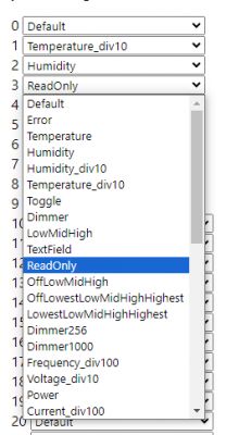 Dropdown list showing available channel types in a user interface.