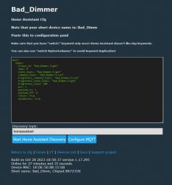 Screenshot of Bad_Dimmer configuration in Home Assistant.