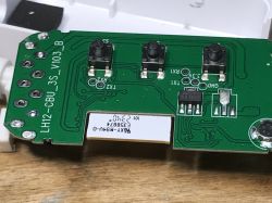 LED Controller Printed Circuit Board Printed circuit board with buttons and electronic components.