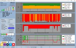 Zrzut ekranu z programu LTEInspecteur pokazujący parametry sygnału i prędkości sieci Play 4G.