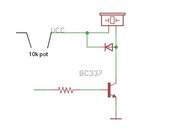 Quiet transistor driven buzzer with a bc337 transistor and 5volts