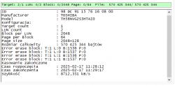 Screenshot of a diagnostic report for Toshiba memory indicating block erase errors.