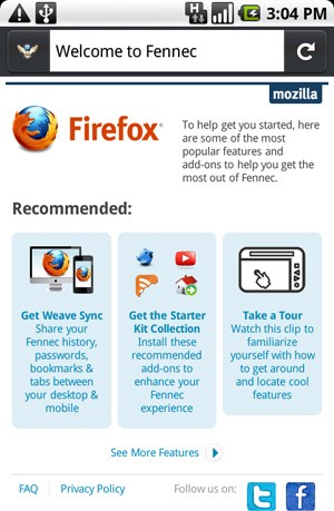 Firefox dla Android pod nazwą Fennec