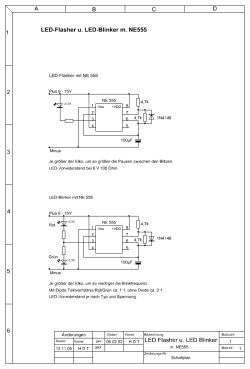 Schematic of two LED blinking circuits using the NE555 timer IC