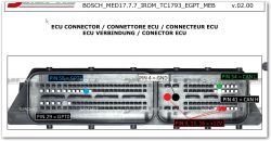 ECU connector view with annotated functional pins: GPT0, GPT1, GND, CAN H, CAN L, and +12V power pins.