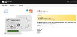 Smart Switch 16A Wi-Fi with 2.4GHz on Digitaling Store, promotional price £3.44.
