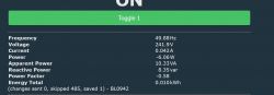 Power monitor AUBESS screen displaying energy data.