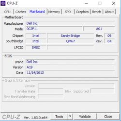 Czy Dell 0GJF11 z Intel QM67 obsłuży Core i7 3540M?