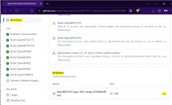 Screenshot of Github Page with Artifacts Screenshot of a Github page showing artifacts available for download.
