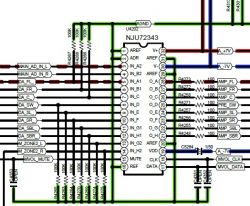 Schemat połączeń NJU72343 w amplitunerze DENON AVR-X2400H