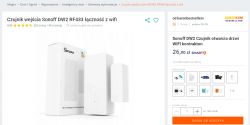 Sonoff DW2 Door Sensor - WiFi Sonoff DW2 door sensor with WiFi and packaging on product page