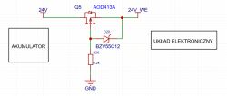 Schemat z tranzystorem P-MOSFET AOD413A i zabezpieczeniem z diodą Zenera