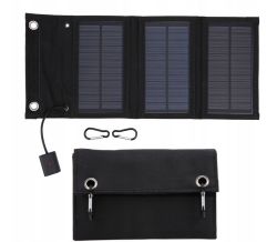 Składany panel solarny 3-sekcyjny z gniazdem USB i karabińczykami