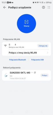 Screenshot of an app for connecting devices via WLAN.