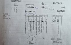 Schemat elektryczny central ELPRO-12 z opisem podłączeń i złączy.