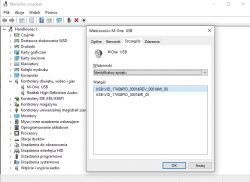 Okno Menedżera Urządzeń z wyświetlonymi właściwościami urządzenia M-One USB.
