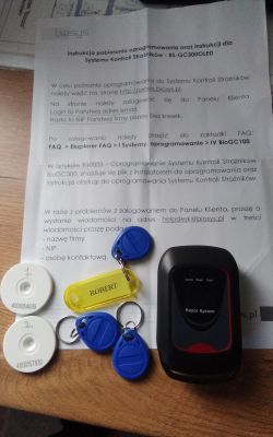 Urządzenie Patrol System z tagami EM4100 i brelokami RFID na instrukcji BioSys