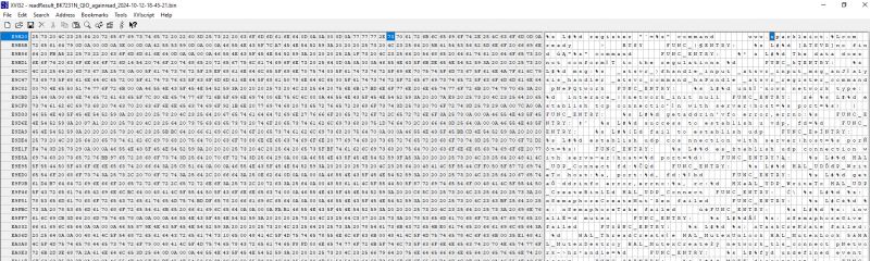 Hex editor with binary file content displaying sparkleiot text.