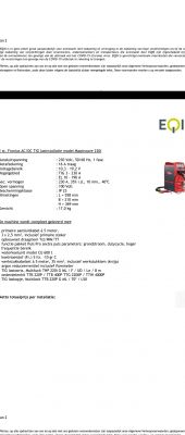 Zdjęcie dokumentu z danymi technicznymi i zdjęciem spawarki Fronius Magic Wave 230i.