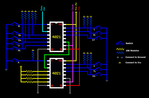 Схема денди. Джойстик NES схема. Схема джойстика Snes. Cd4021 NES. Схема джойстиков Famicom.