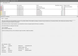 Zrzut ekranu z podglądu zdarzeń systemu Windows z błędami i ostrzeżeniami.