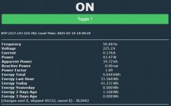 Screenshot showing energy consumption monitoring with various values such as voltage and power.