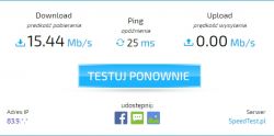 Neostrada 20 megabitów na sekundę - prawie zerowy upload
