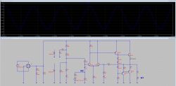 Schemat wzmacniacza audio z sygnałem wyjściowym w LTspice