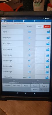 Ekran diagnostyczny z aplikacji pokazującej dane dla SEAT Leon 1.9 TDI.