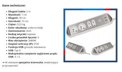 Przedłużacz Brennenstuhl Estilo z czterema gniazdami i dwoma portami USB.