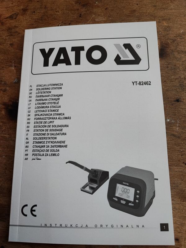 Okładka instrukcji obsługi stacji lutowniczej Yato YT-82462.