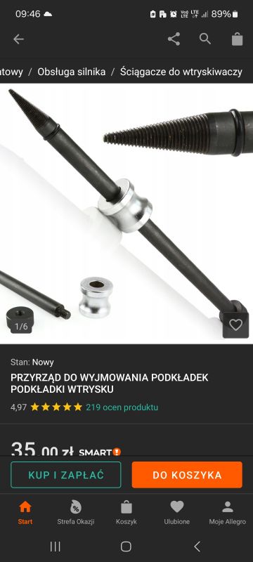 Zestaw narzędzi do usuwania podkładek wtrysku.