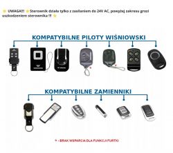 Różne modele pilotów do bram i zamienniki kompatybilne z systemami Wiśniowski.