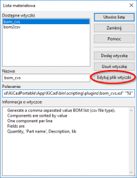 KiCad - BOM i zmiana domyślnego edytora plików wtyczek
