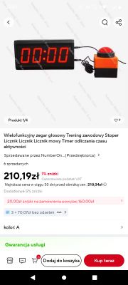 Wyświetlacz LED z pomarańczowym przyciskiem.