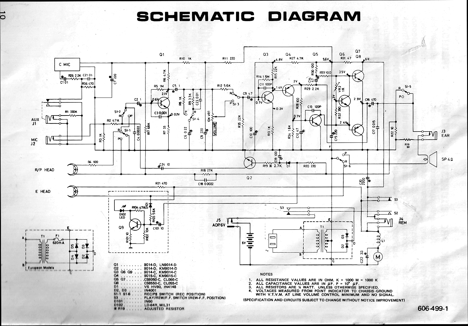 Cassette Player Circuit Diagram