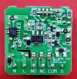 Green PCB with SMD electronic components and labeled terminal connections