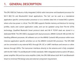OPL1000 Microcontroller Function Description A fragment of the OPL1000 microcontroller documentation describing its functions.