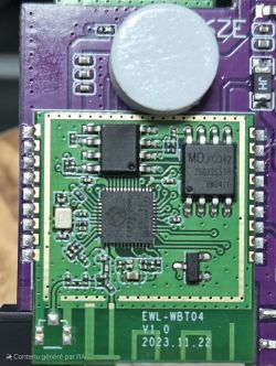 EWL-WBT04 Module on Circuit Board EWL-WBT04 circuit module on a printed circuit board.