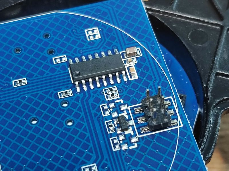 View of Electronic Board Interior with Integrated Circuit Close-up of electronic board interior with integrated circuit and connector.