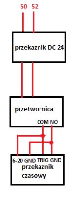 Schemat połączeń przekaźników i przetwornicy